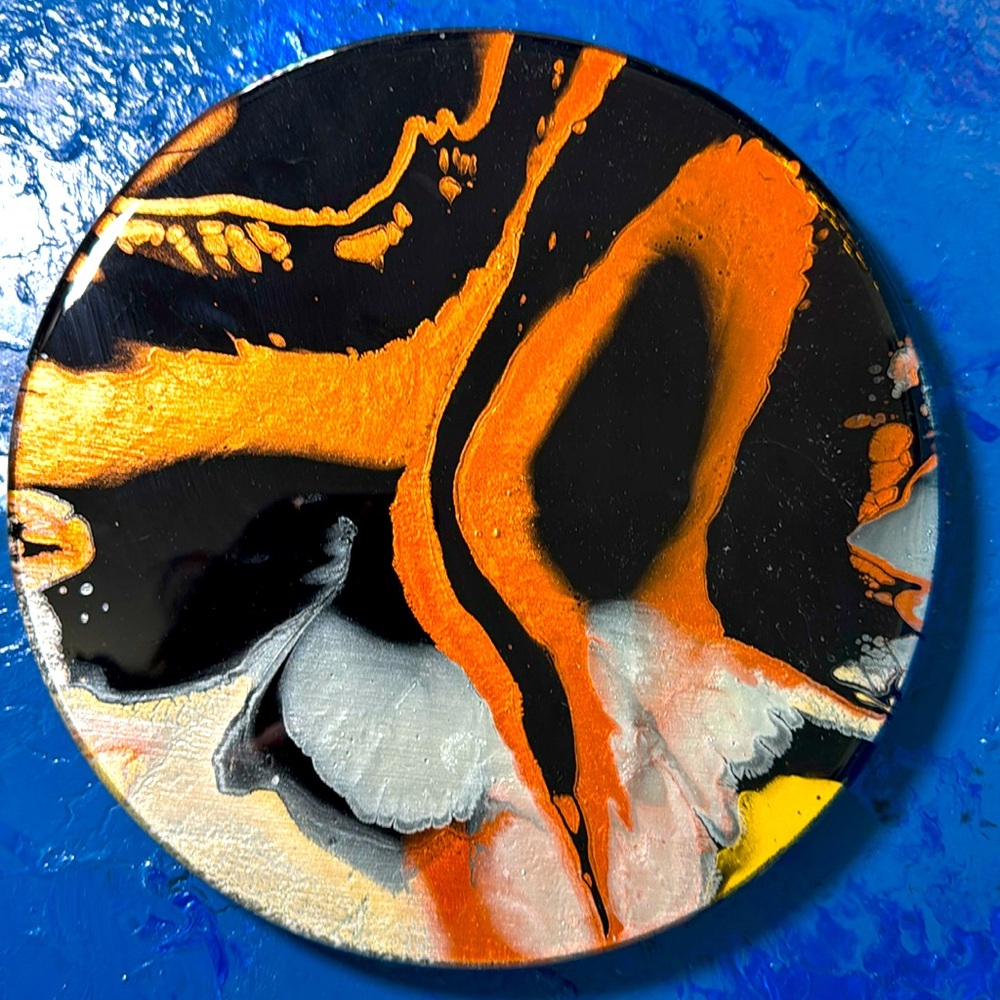 10” LAZY SUSAN Black and Orange Abstract